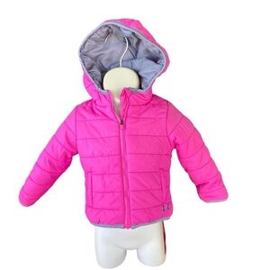 Under Armour Baby Girls Pink Long Sleeve Full Zip Puffer Coat Size 12months